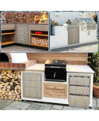 PeakPursuit Stainless Steel Outdoor Kitchen Triple Drawers - Heavy Duty with Handles, Weather-Resistant Flush Mount for BBQ Island