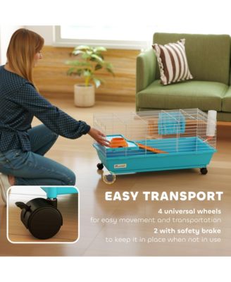 35"L Small Animal Cage, Rolling Bunny Cage, Guinea Pig Cage,