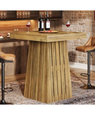 37.4" High Square Bar Table, Bistro Pub Table for Dining Room, Kitchen, Cocktail, Coffee, Living Room, Small Space