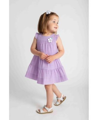 Little Girls Crinkle Lawn Dress With Flower