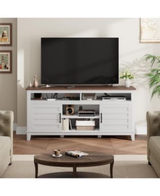TV Stand for 63 in, Entertainment Center with Adjustable Shelves, Farmhouse TV Stand with Cabinet Doors,for Living Room, Bedroom
