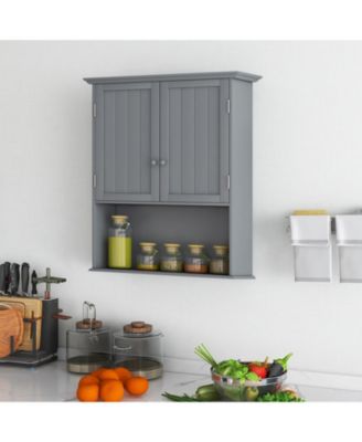 2-Door Wall-Mount Bathroom Storage Cabinet with Open Shelf