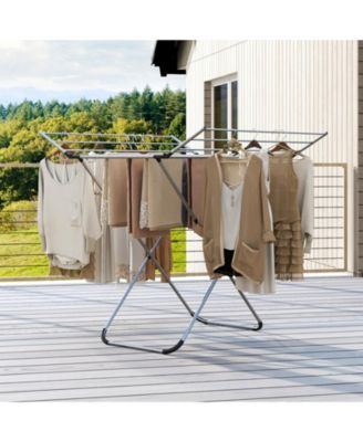Folding Aluminum Clothes Drying Rack with 2 Side Wings, Laundry Airer