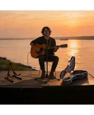 ABS Acoustic Guitar Case with Backpack Straps & Stand Kit Fits for 41" Lockable Hardshell Carrying Case