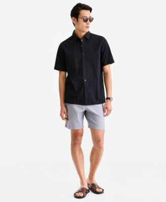 Men's Short-Sleeve Solid Texture Shirt