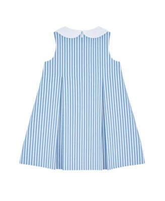 Little Girls Seersucker Dress With Flowers