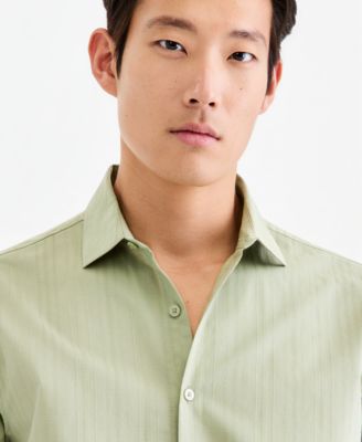 Men's Short-Sleeve Solid Texture Shirt