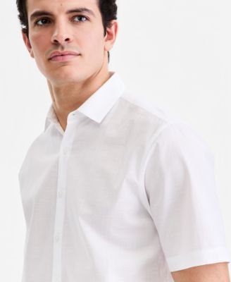 Men's Short-Sleeve Solid Texture Shirt