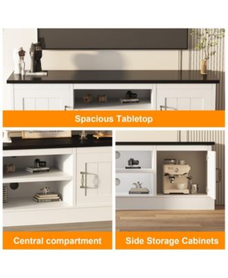 Farmhouse Rustic Wood TV Stand for 65 Inch TVs, Entertainment Center with Storage Cabinets Modern Console