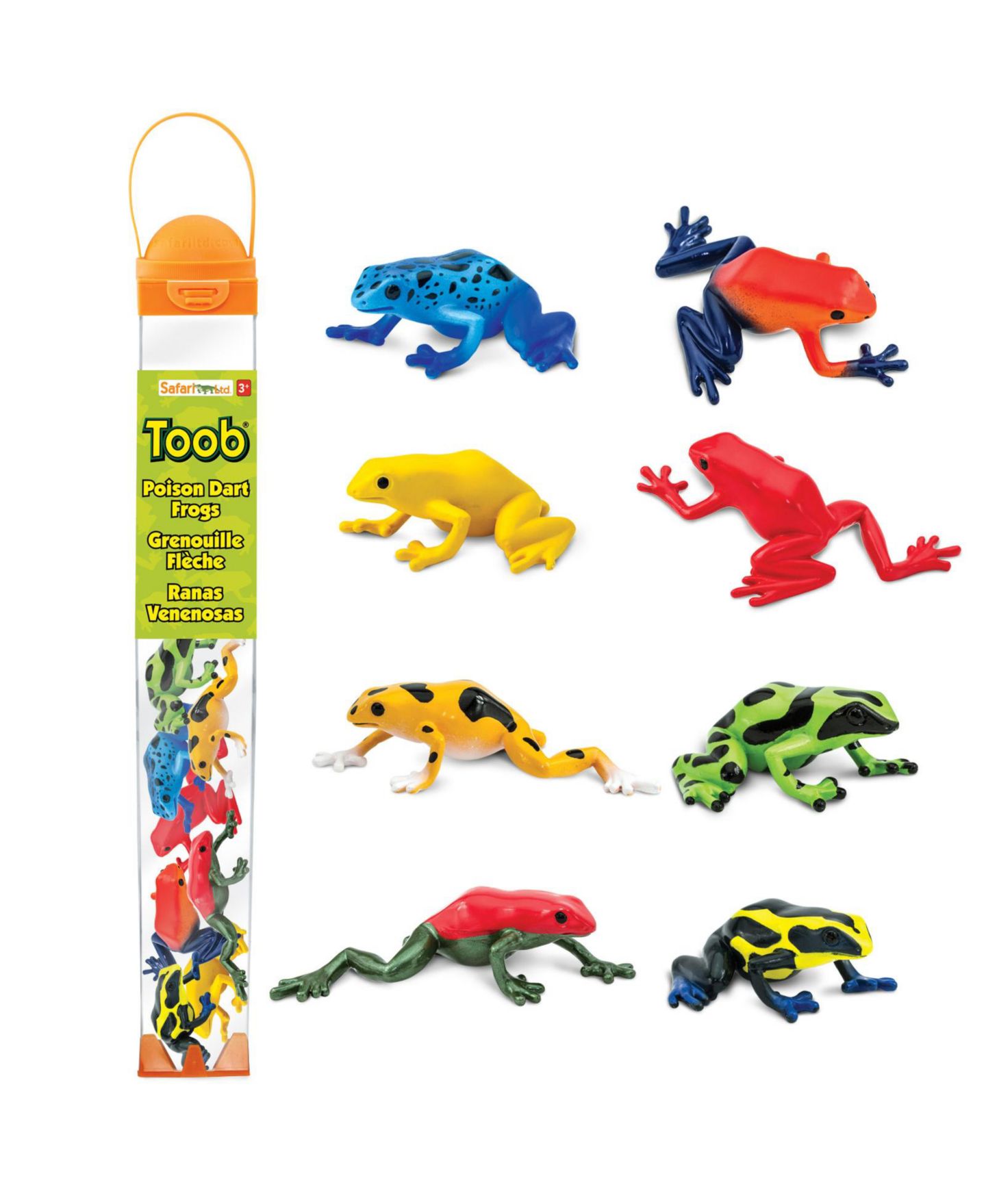 Детские фигурки Safari Ltd. Poison Dart Frogs Hand-Painted 8-Piece Figurine Set, Ages 3+ — фото 1