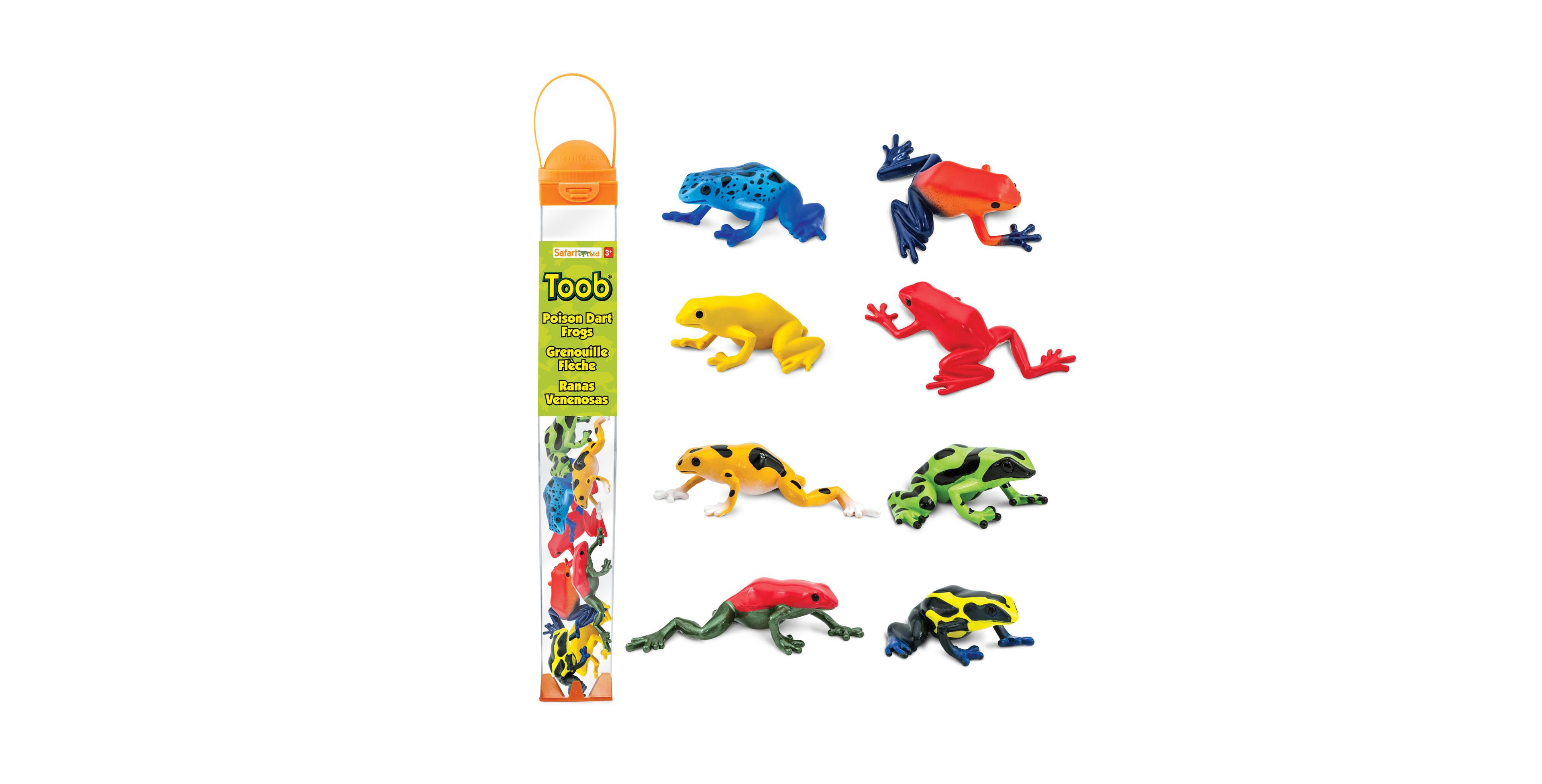 Safari Ltd. Poison Dart Frogs Toob – 8-Piece Miniature Frog Figurine Set