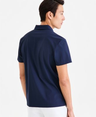 Men's Short-Sleeve Grid Texture Polo Shirt