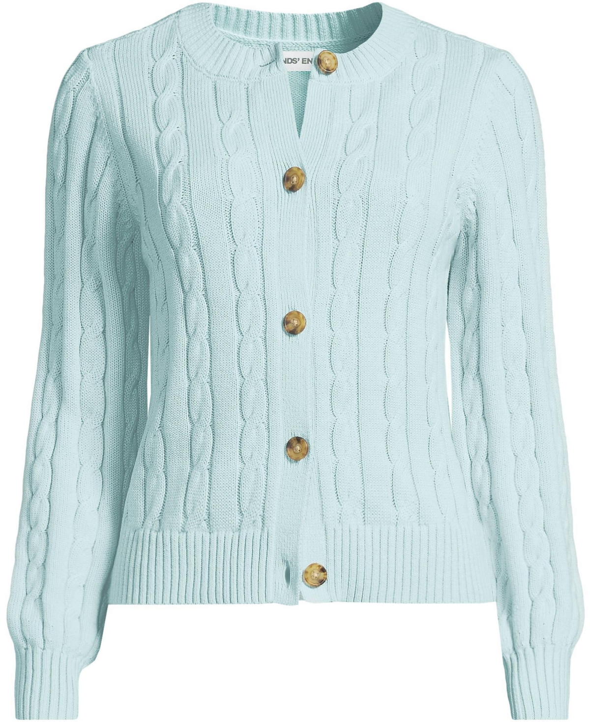 Lands' End Women's Drifter Classic Cable Crew Neck Cardigan Sweater