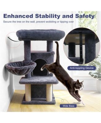 33.5" Cat Tree with 2 Tier Condo, Sisal Posts & Anti Toppling Device