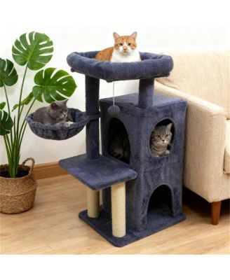 33.5" Cat Tree with 2 Tier Condo, Sisal Posts & Anti Toppling Device