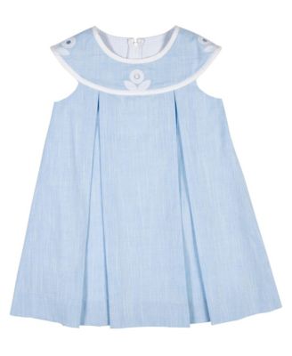 Toddler Girls Linen Look Dress With Vintage Flower