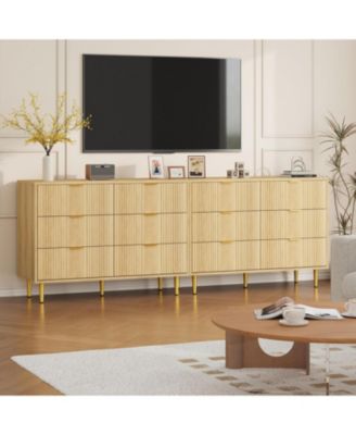 Fluted Dresser for Bedroom with 6 Drawers, 39.4" Wide Modern Chest of Drawers with Metal Handle