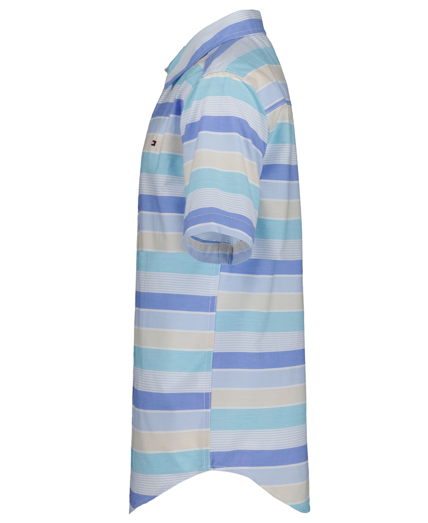 Tommy Hilfiger Boys' 2T-7 Bold Railroad Stripe Short-Sleeve Woven, цвет: Синий — фото 3