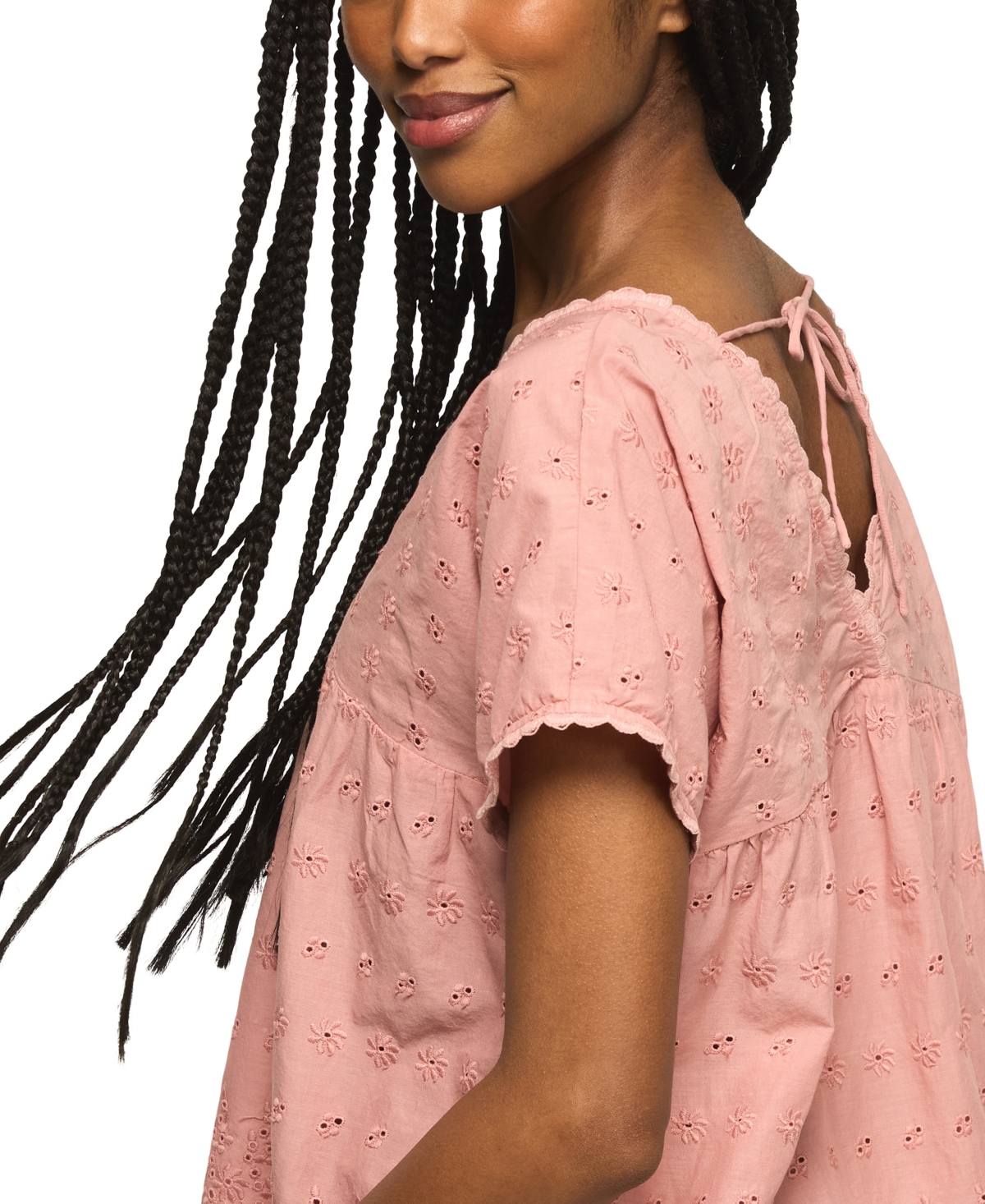 Lucky Brand Women's Eyelet Babydoll V-Neck Top