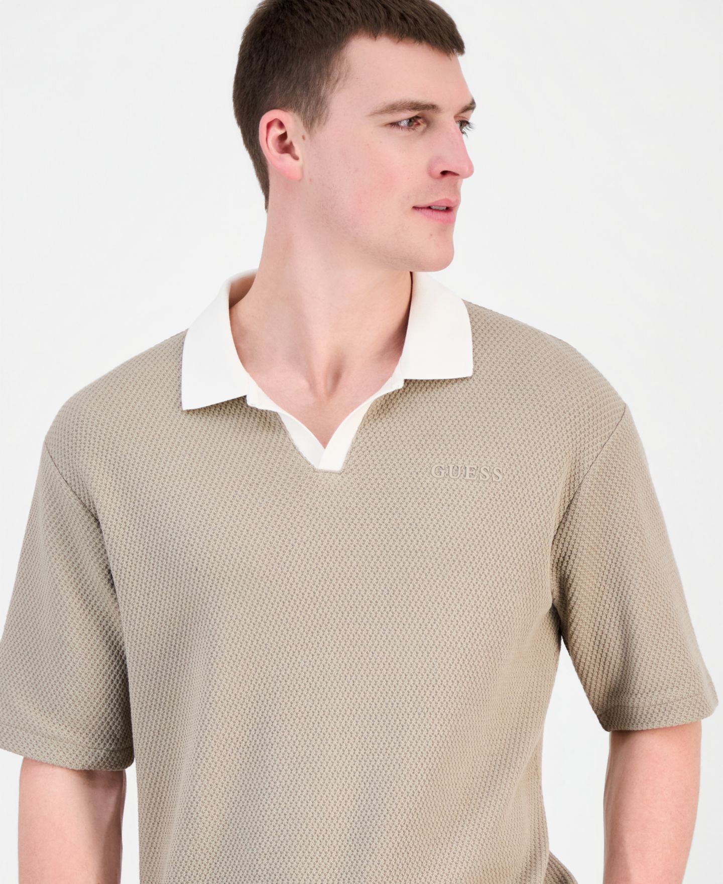 Мужское поло GUESS Jhonny Collar Polo Shirt, цвет: Серый — фото 3