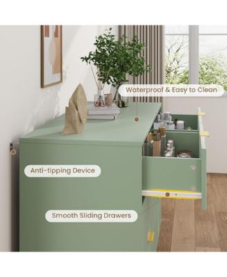 Fluted Dresser for Bedroom with 6 Drawers, 39.4" Wide Modern Chest of Drawers with Metal Handle