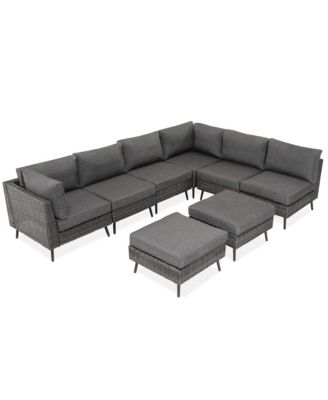 8 Piece Outdoor Sectional Sofa PE Rattan Patio Conversation Sets, All Weather Patio Furniture Set