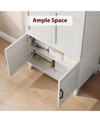 Armoire Wardrobe Closet with 4 Doors, 72 in Wooden Wardrobe Cabinet with Hanging Rod