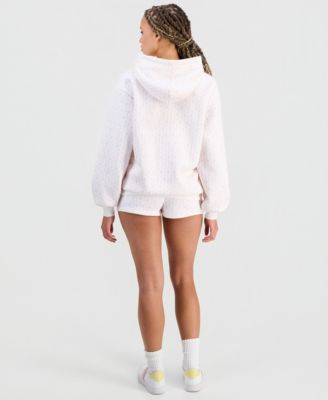 Juniors' Floral Print Logo Hooded Sweatshirt & Floral Print Shorts