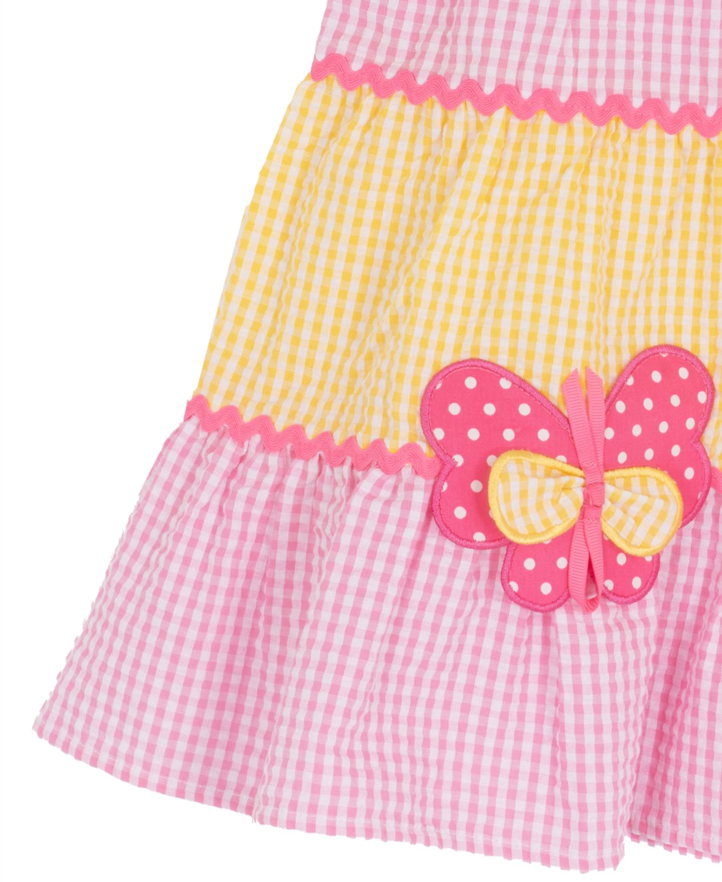 Платье Rare Editions Tiered Seersucker Dress для девочек, цвет: Жёлтый / Розовый — фото 6