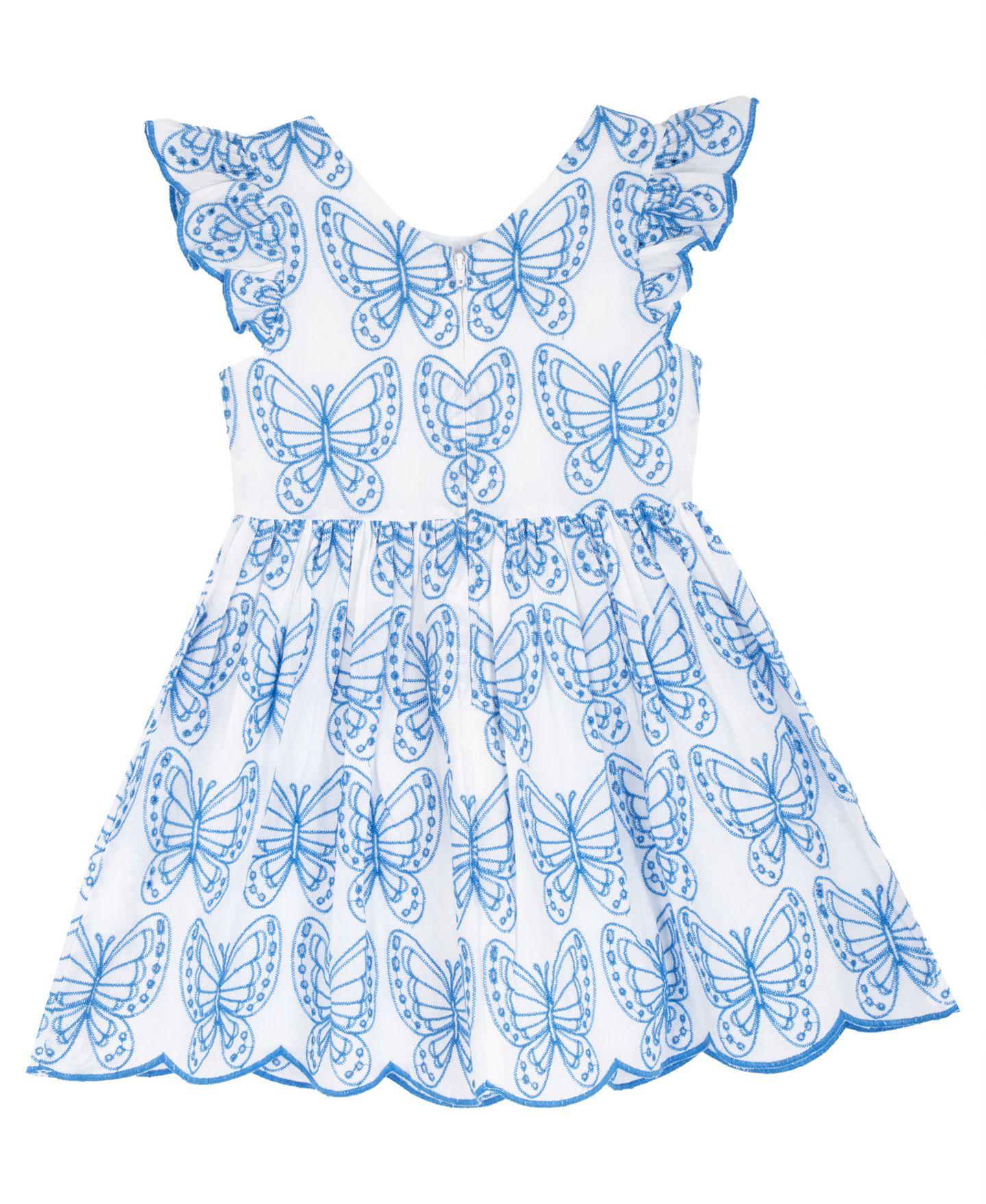 Платье Rare Editions Eyelet Flutter-Sleeve Dress для девочек, цвет: Королевский синий — фото 2