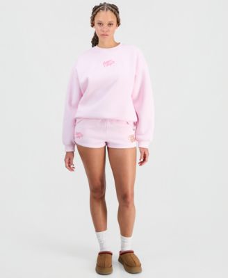 Juniors' Travel Together Crewneck Sweatshirt & Embroidered Shorts