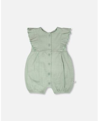 Baby Girl Cotton Pointelle Jersey Romper with Frills - Baby