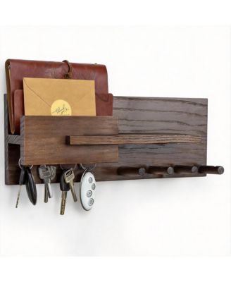 Solid Wood Mail & Key Holder - Wall Organizer