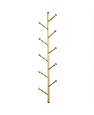 8-Branch Wall Mounted Metal Coat Rack with Gold Finish for Hats, Coats, Bags