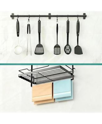 3-In-1 Wall Organizer: Spice Shelves, Utensil Hanger, Towel Bar