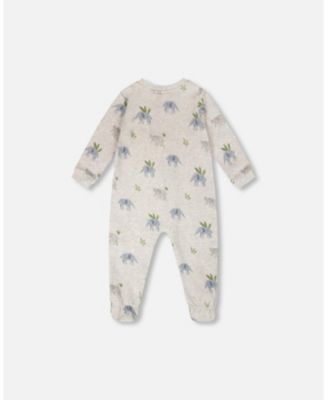 Baby Boys Cotton One-Piece Pyjama Grey Elephant Print
