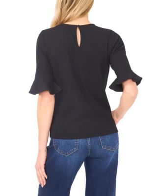 Women's Crewneck Ruffle Cuff Knit Top