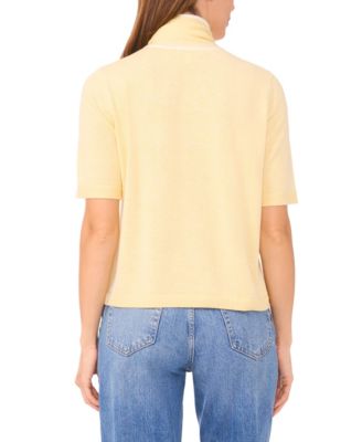 Women's Tipped Tie-Neck Pull-On Sweater