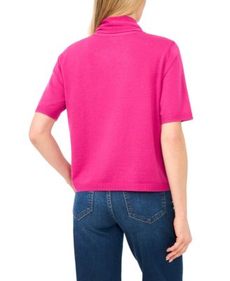 Women's Tie Neck Short-Sleeve Sweater