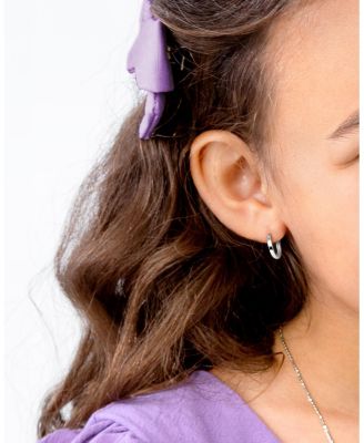 Children's Sterling Silver 11mm Modern Girls' Huggie Hoops Earrings