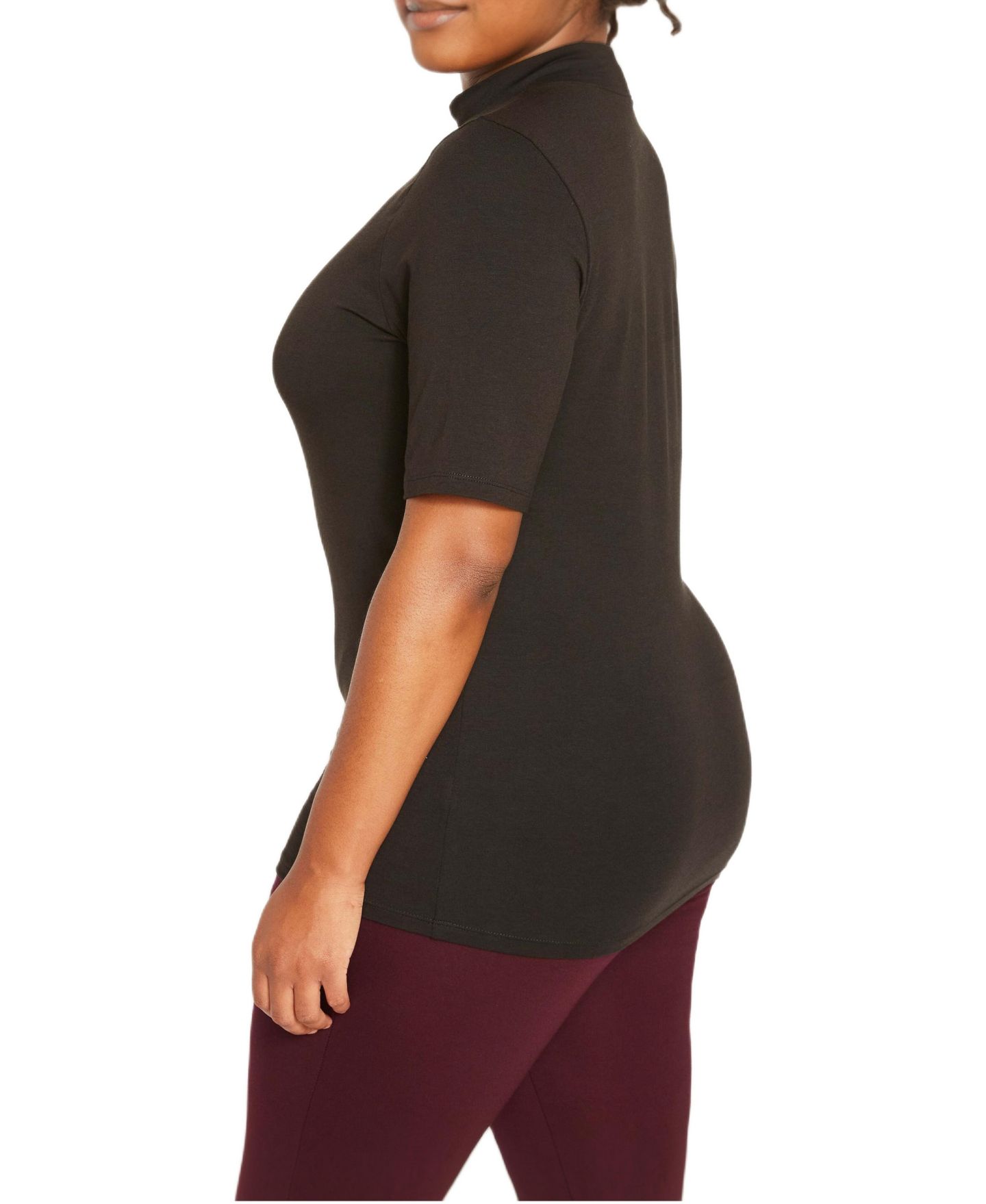 Женская футболка Universal Standard Plus Size Modern Mock Neck, цвет: Чёрный — фото 3