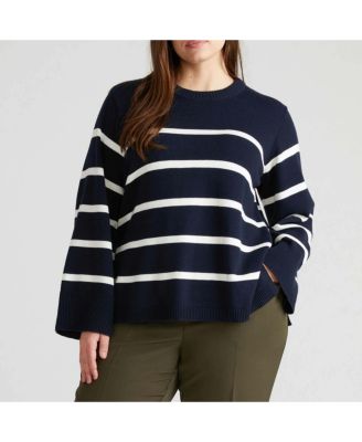 Plus Size Wide Sleeve Cotton Sweater
