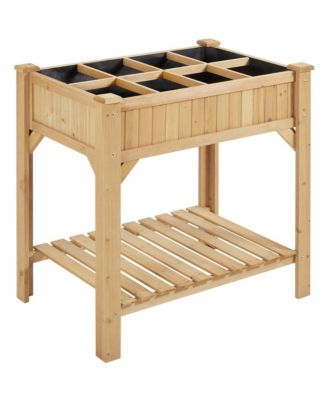 8-Pocket Wood Elevated Garden Planter with Fabric Liner