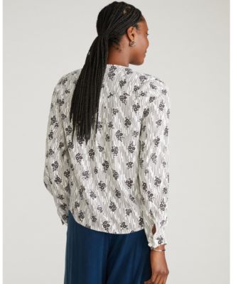 Women's Plus Size Cooling Stretch Cupro Button-Down Blouse