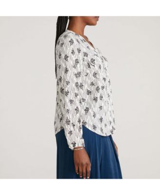 Women's Plus Size Cooling Stretch Cupro Button-Down Blouse