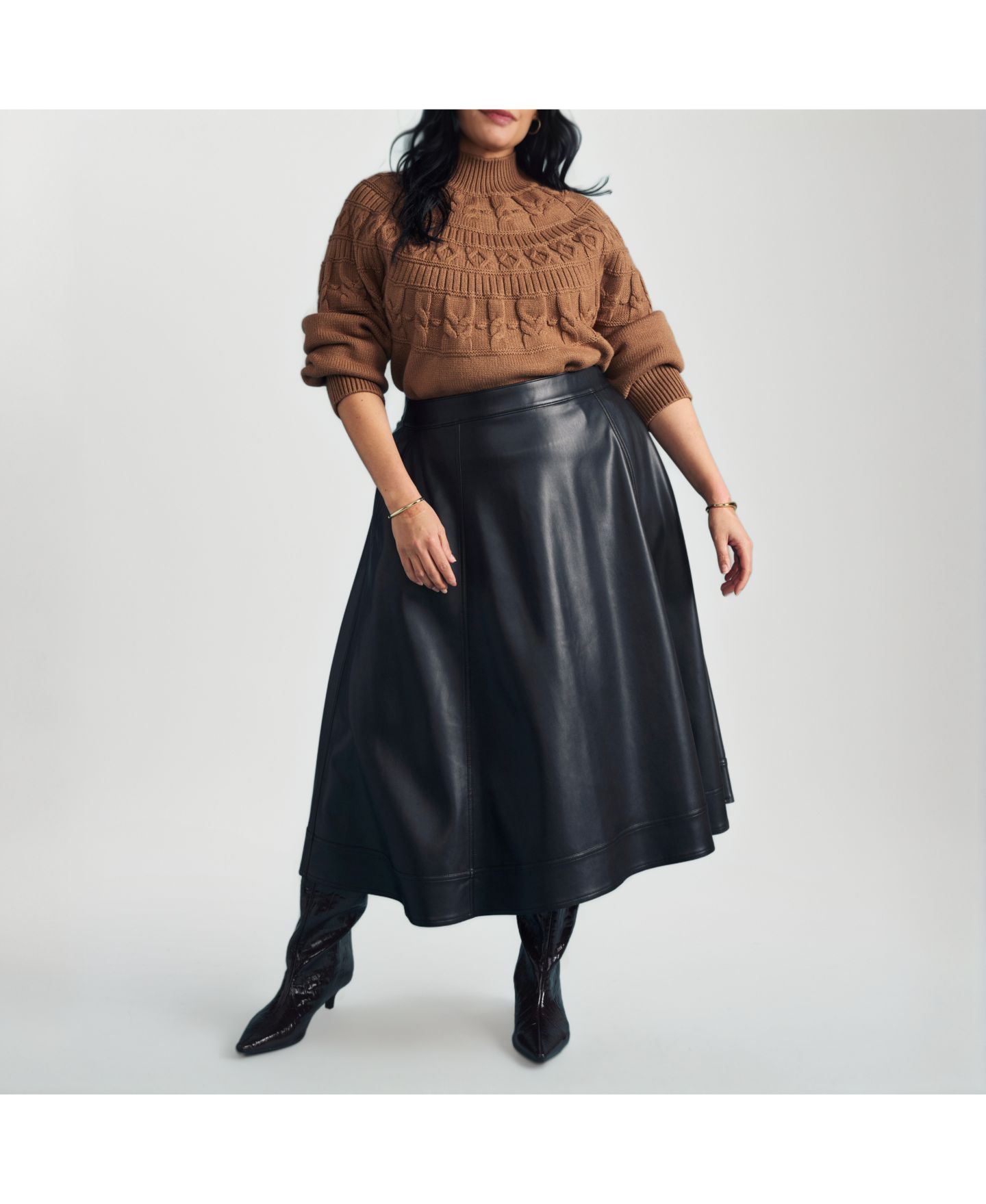 Женская юбка Universal Standard Plus Size Charlotte Faux Leather, цвет: Чёрный — фото 4