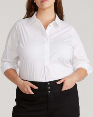 Plus Size Popover Stretch Poplin Shirt Classic Fit