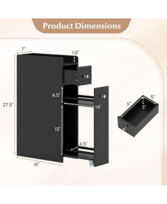 Small 4-Tier Bathroom Storage Cabinet with Slide-Out Drawers and Casters