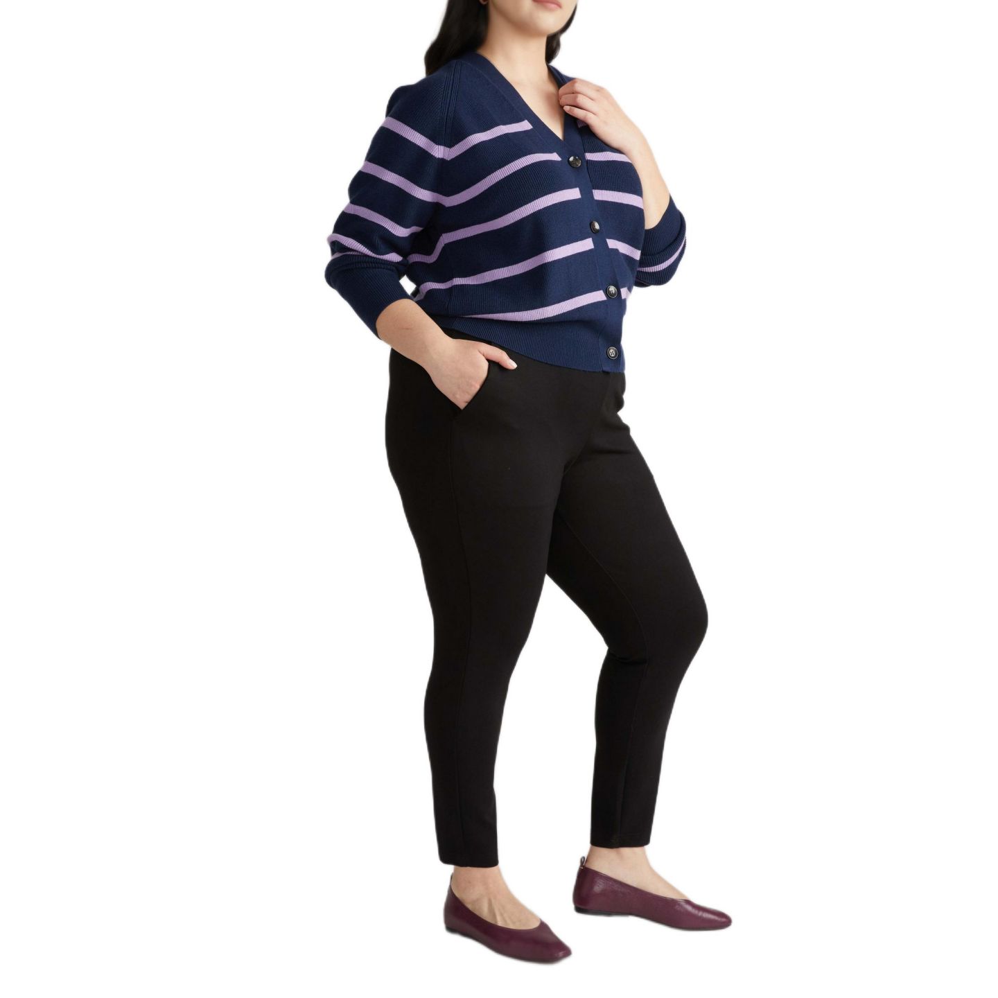 Женские брюки Universal Standard Plus Size Minimalist Moro Pocket Signature Ponte, цвет: Чёрный — фото 3