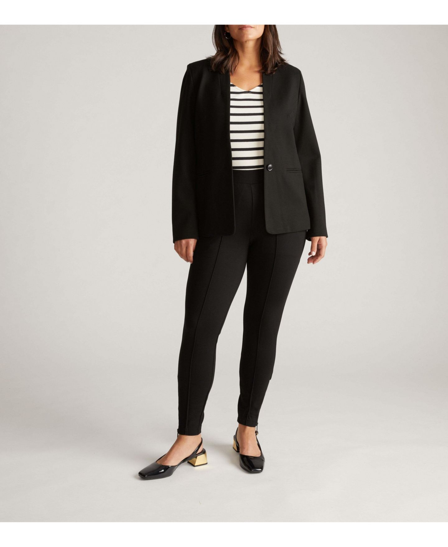Женский пиджак Universal Standard Plus Size Lennox Collarless Ponte Blazer, цвет: Чёрный — фото 4
